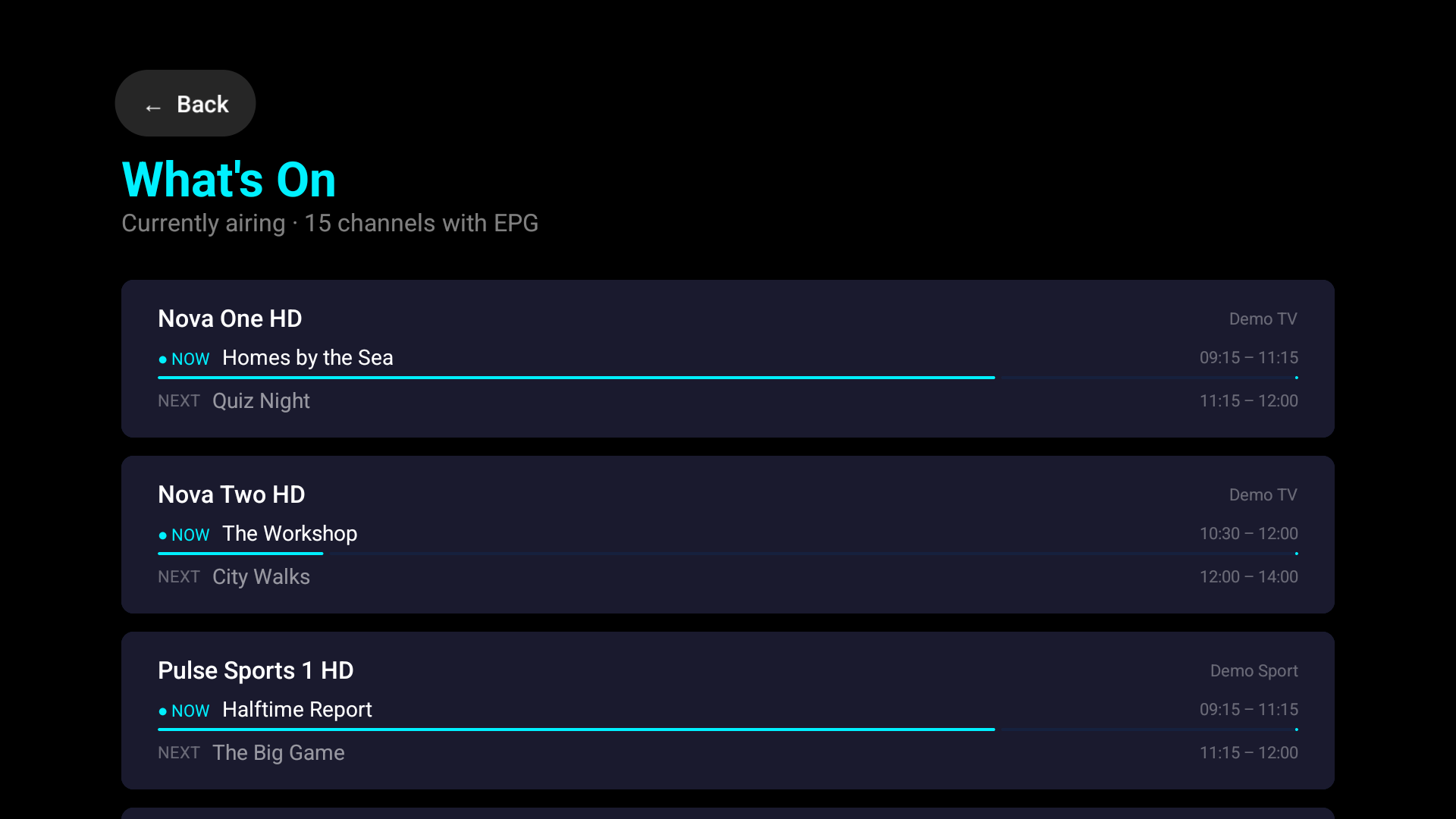 Bad Signal TV Guide and EPG interface on Android TV